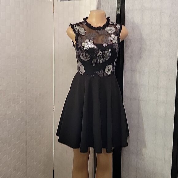 BRAND NEW CITY STUDIOS JUNIORS EMBELLISHED MESH FIT AND FLARE DRESS - Picture 2 of 12